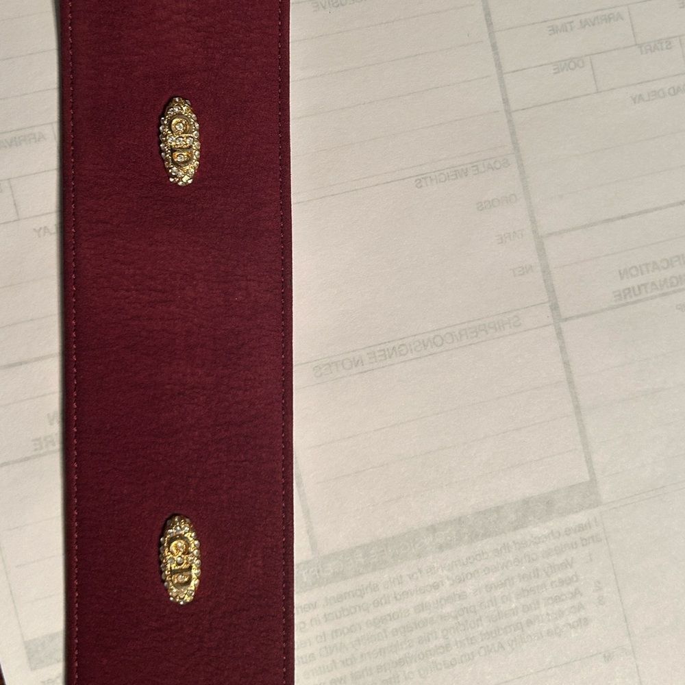 Vintage Christian Dior Burgundy Leather/Suede Belt(Size 70) - Picture 7 of 11